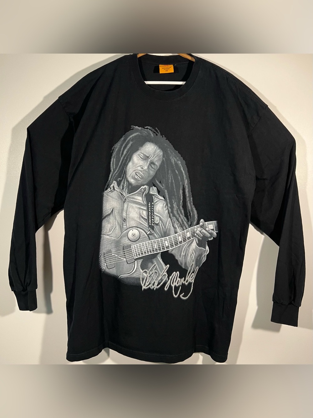 Vintage Y2K Bob Marley “No Woman No Cry” Men’s Black Shirt Guitar Playing Sz 3XL